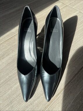 Stuart Weitzman Black Patent Pointed-Toe Pumps